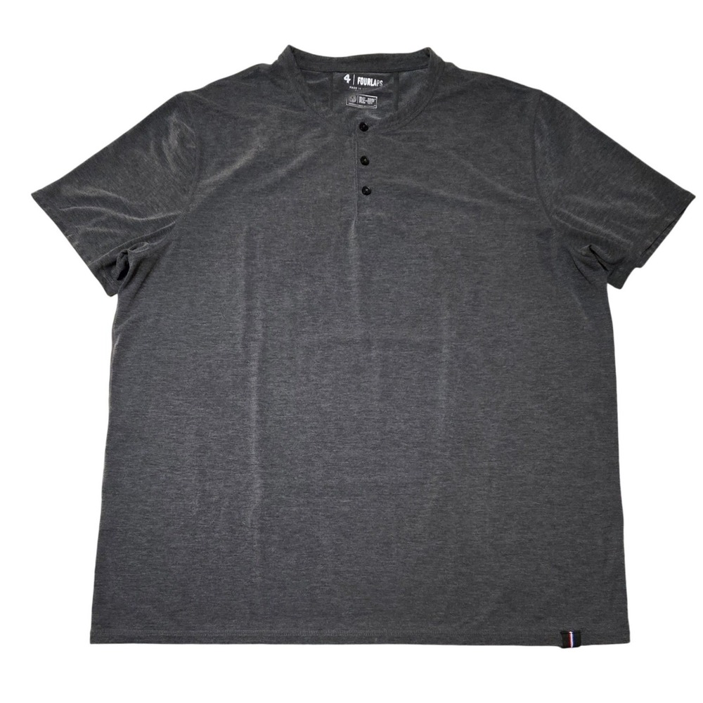 Fourlaps Mens Radius Re-Up Short Sleeve Henley Charcoal Grey XL - Picture 5 of 10